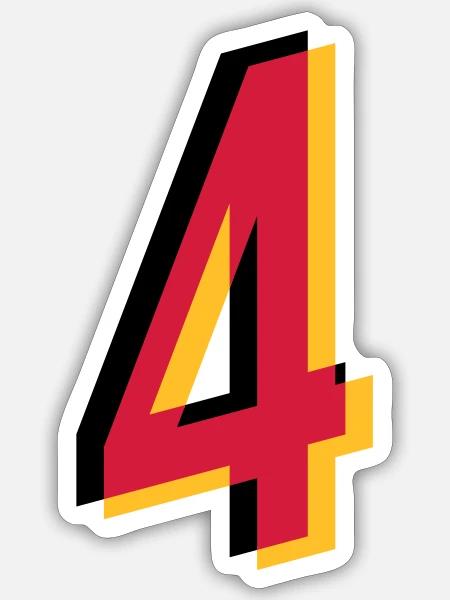 4 Zahl Deutschland Trikot Nummer schwarz rot gold - Sticker Größe S (10 x 10 cm) - Mattweiß