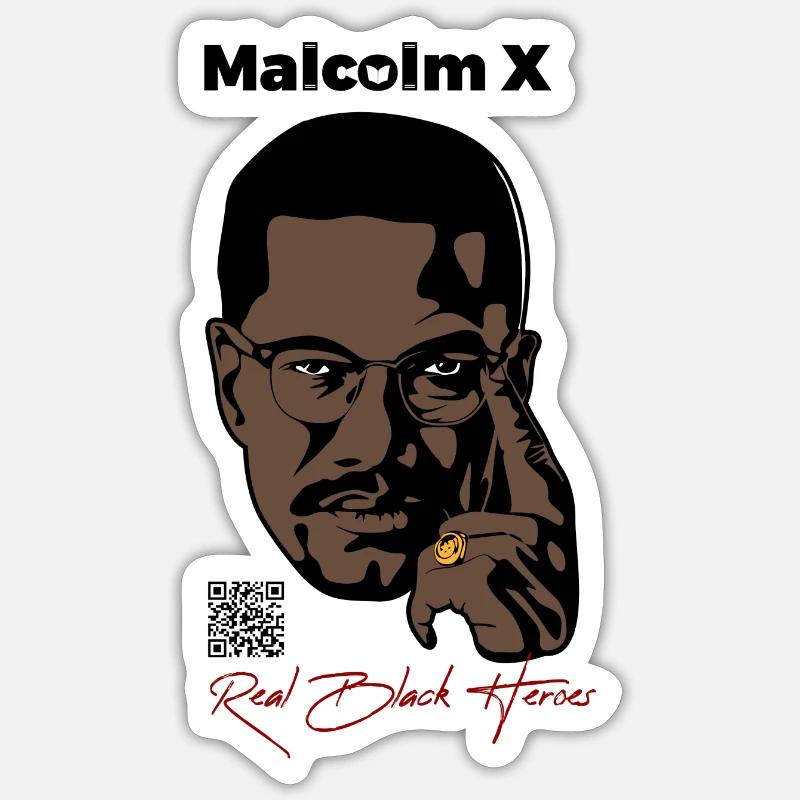 Malcolm X - Farbe Text in Schwarz Sticker Größe S (10 x 10 cm)