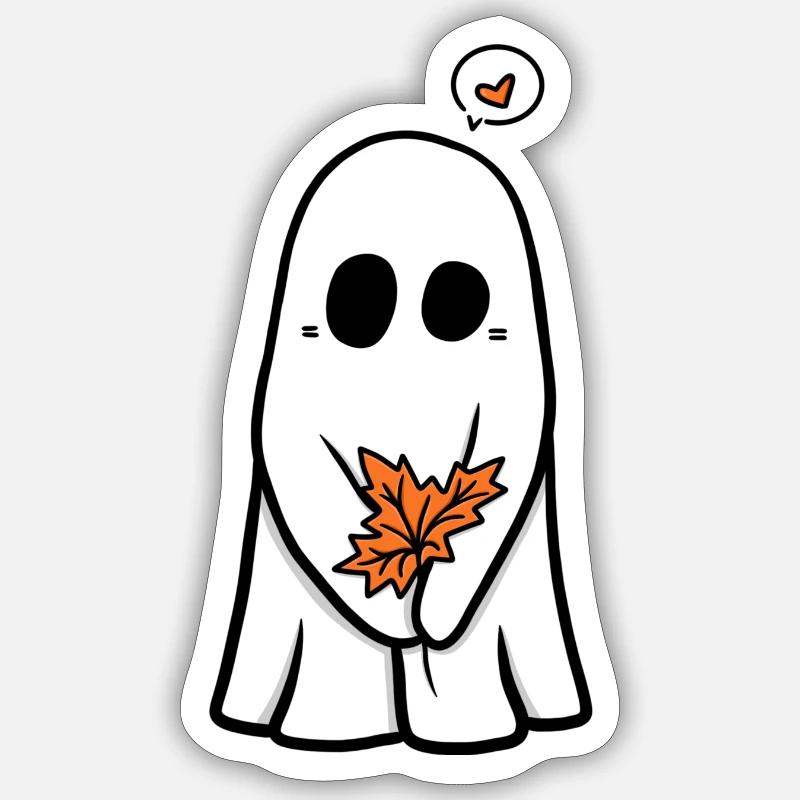 Halloween avec une feuille d’automne - Sticker taille S (10 x 10 cm) - blanc mat