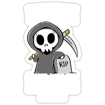 Beruflich wollte ich was mit Menschen Sensenmann - Sticker Größe S (10 x 10 cm) - Mattweiß - Vorne