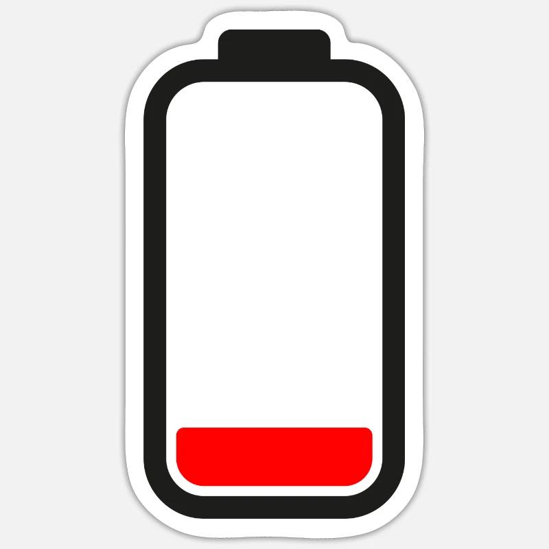 BATTERIE FAIBLE - Noir - Sticker taille S (10 x 10 cm) - blanc mat
