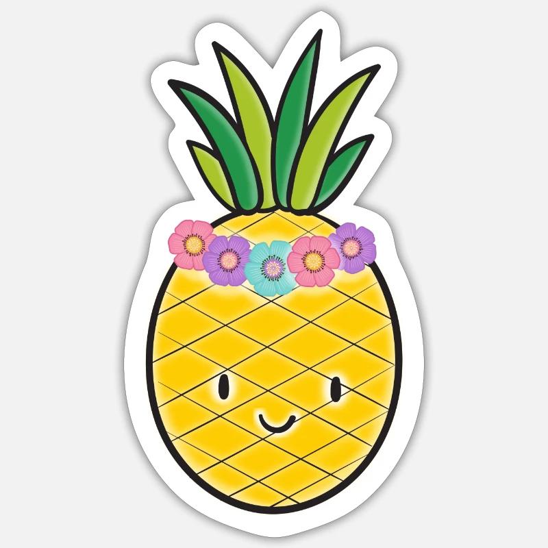 Ananas - Sticker taille S (10 x 10 cm) - blanc mat