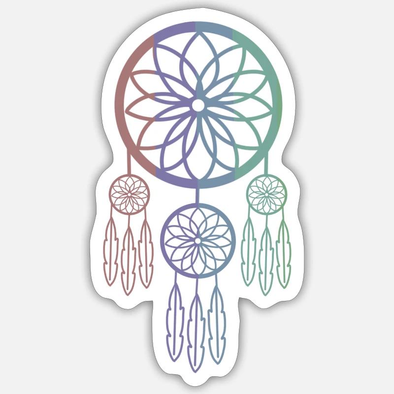 Attrape-rêves Multicolore - Sticker taille S (10 x 10 cm) - blanc mat