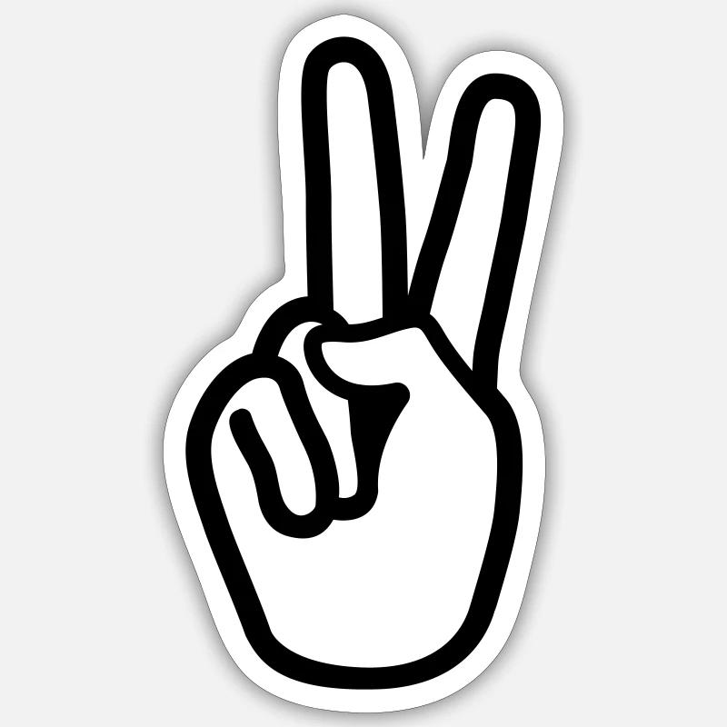 Hand Peace - Sticker size S (10 x 10 cm) - white matte