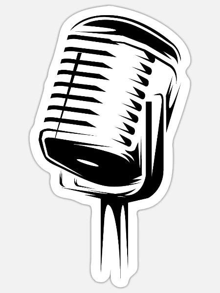 mikrofon illustration Symbol Geschenk microphon - Sticker Größe S (10 x 10 cm) - Mattweiß