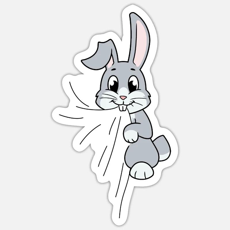 Rabbit eats fabric - Sticker size S (10 x 10 cm) - white matte