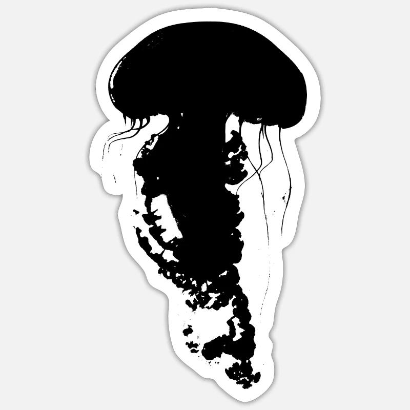 Qualle - Sticker Größe S (10 x 10 cm) - Mattweiß
