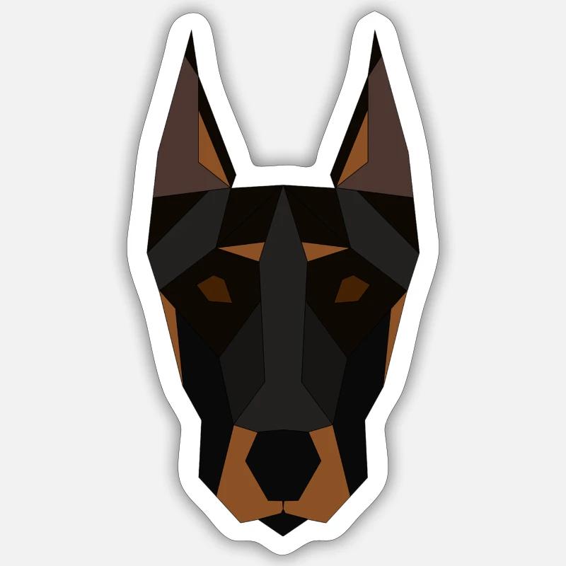 Doberman geometric - Sticker size S (10 x 10 cm) - white matte