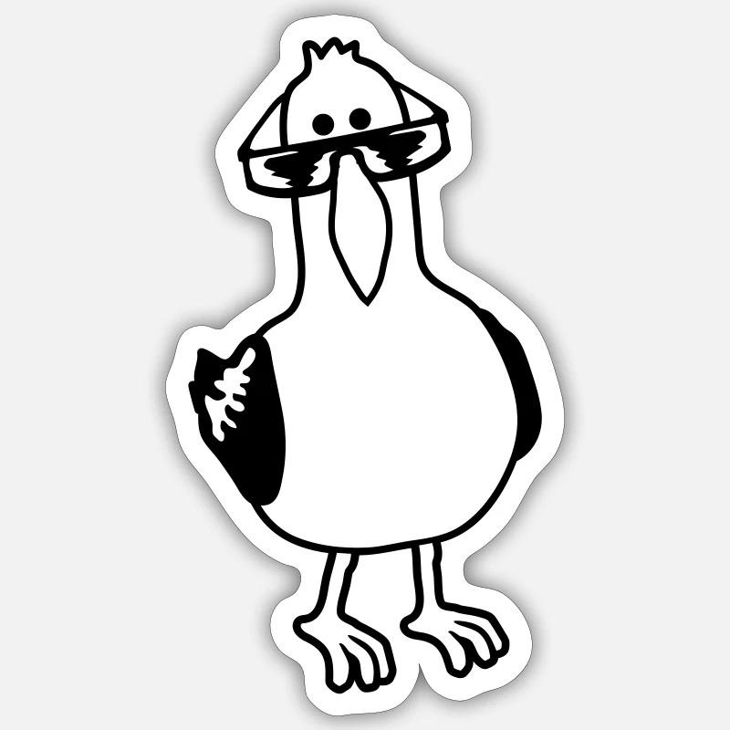 s’en occuper Seagull - Sticker taille S (10 x 10 cm) - blanc mat