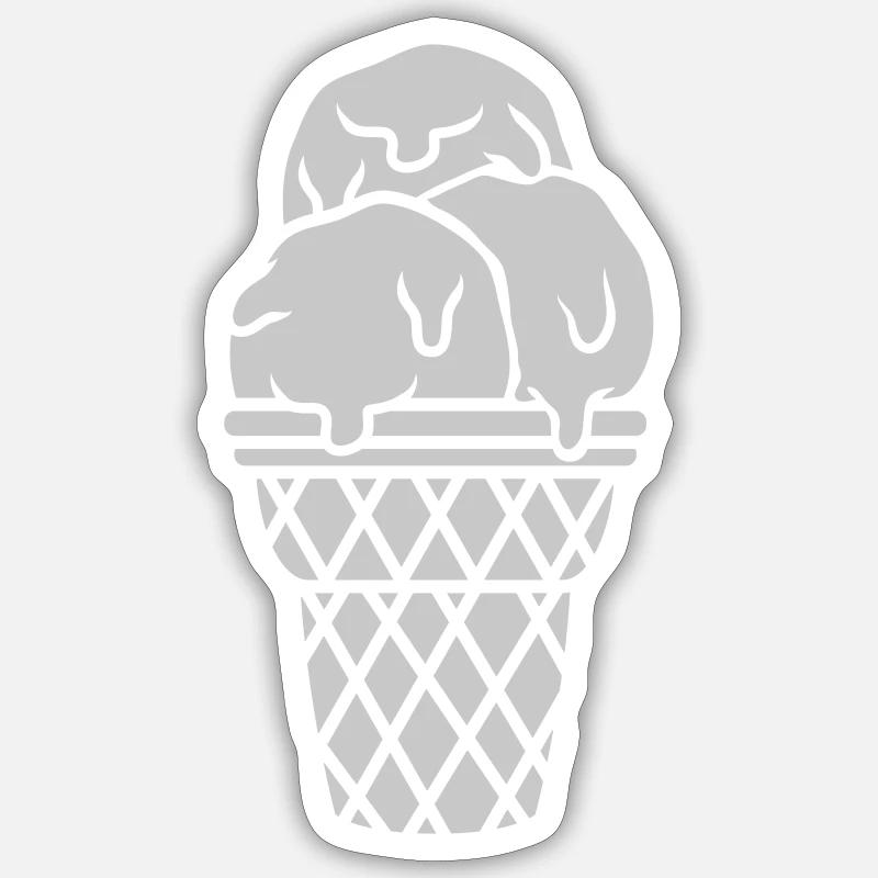 Eiscreme 3 Eiskugeln Waffel Sticker Größe S (10 x 10 cm)