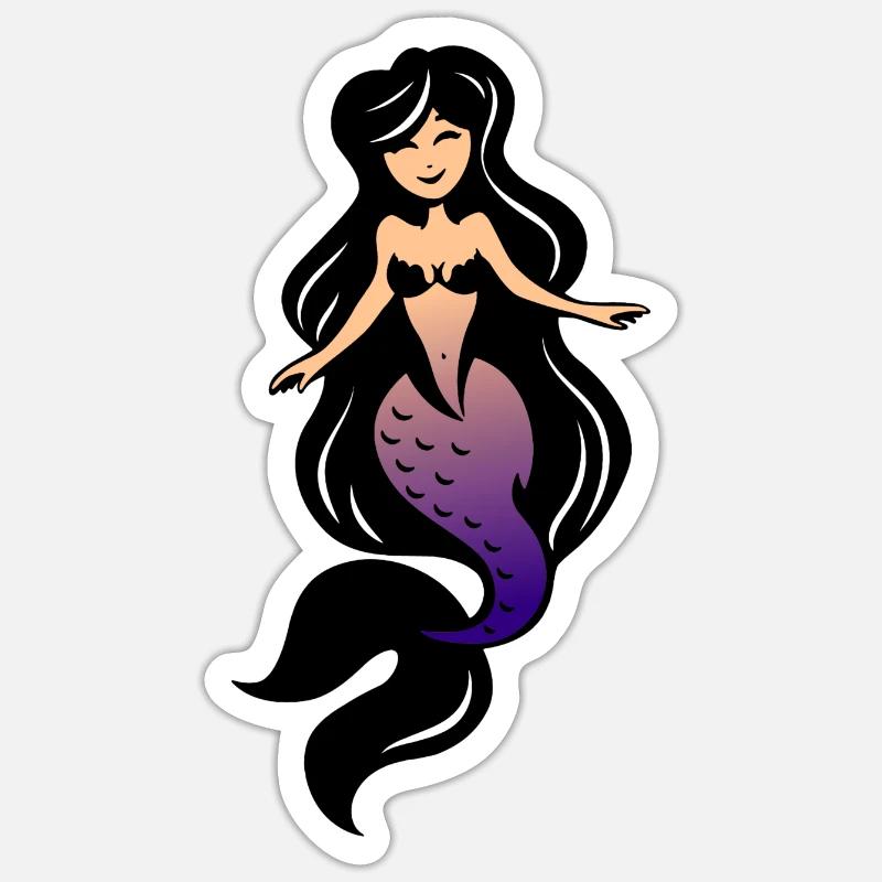 Sirène - Sticker taille S (10 x 10 cm) - blanc mat