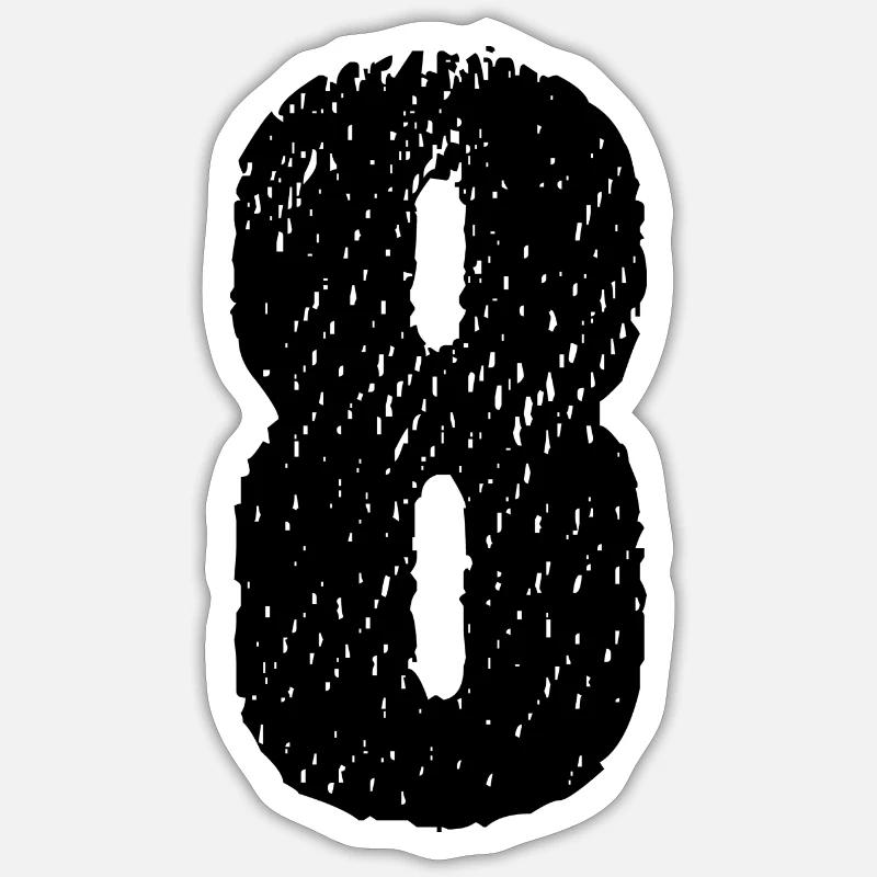 Maillot à 8 chiffres - Sticker taille S (10 x 10 cm) - blanc mat