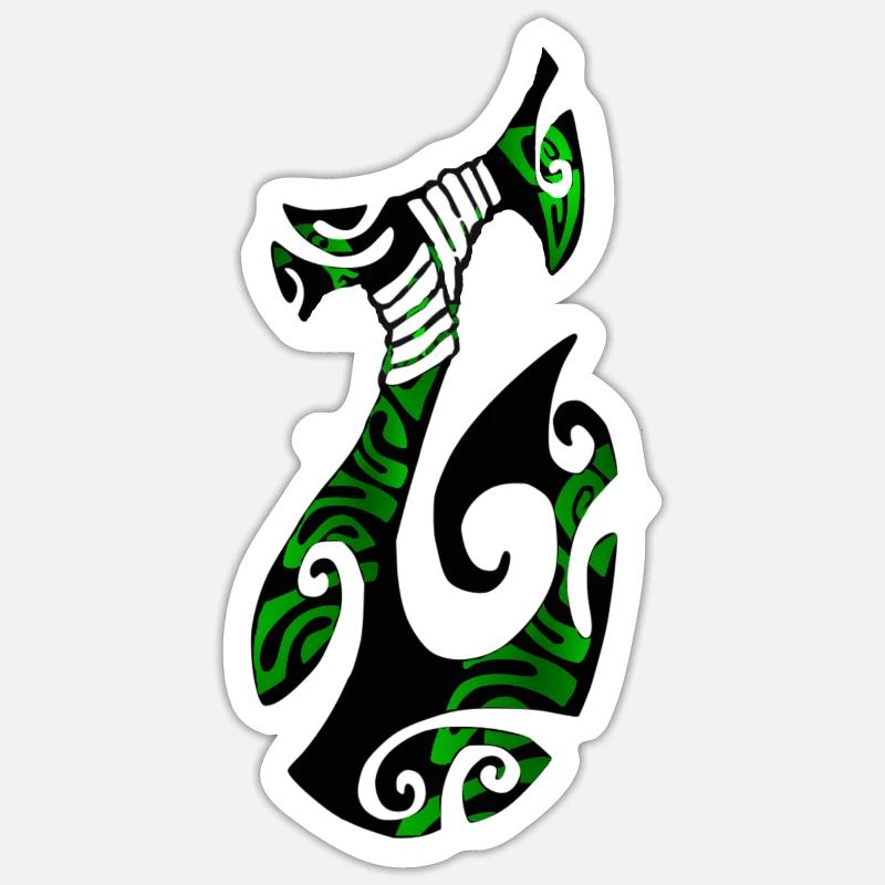 MATAU - Black (polynesian Hook) - Sticker size S (10 x 10 cm) - white matte