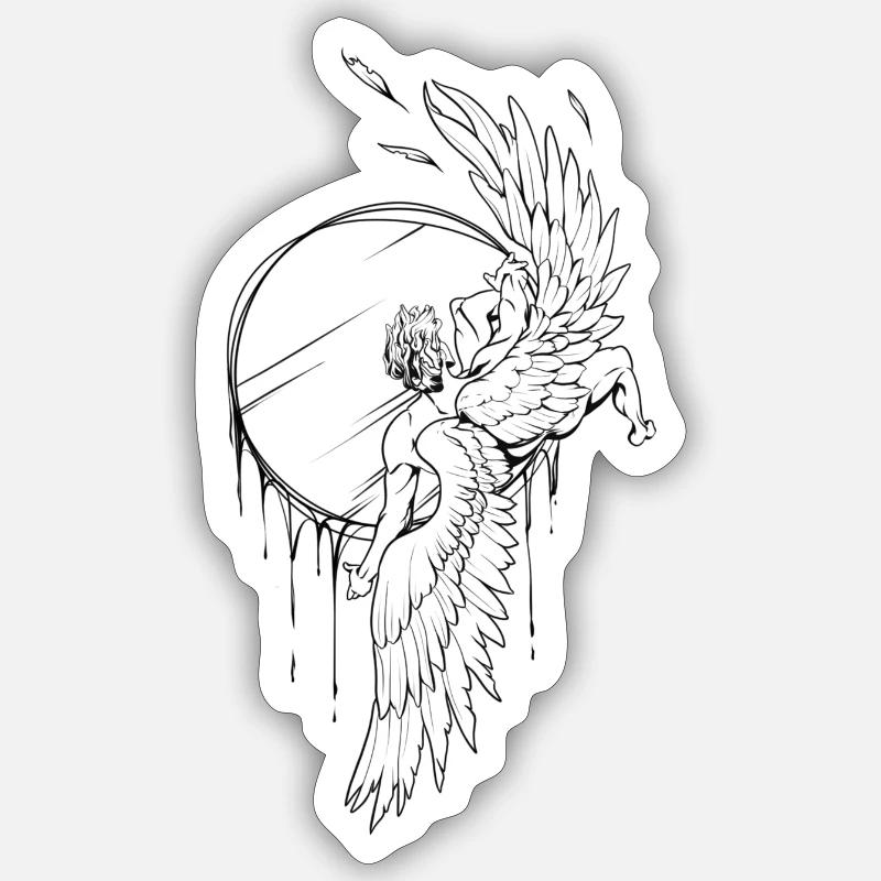 Ikarus' Fall - Sticker Größe S (10 x 10 cm) - Mattweiß