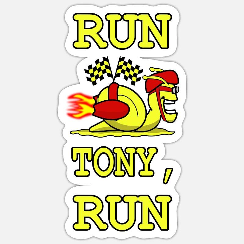 Tony l’escargot jaune de course - Sticker taille S (10 x 10 cm) - blanc mat