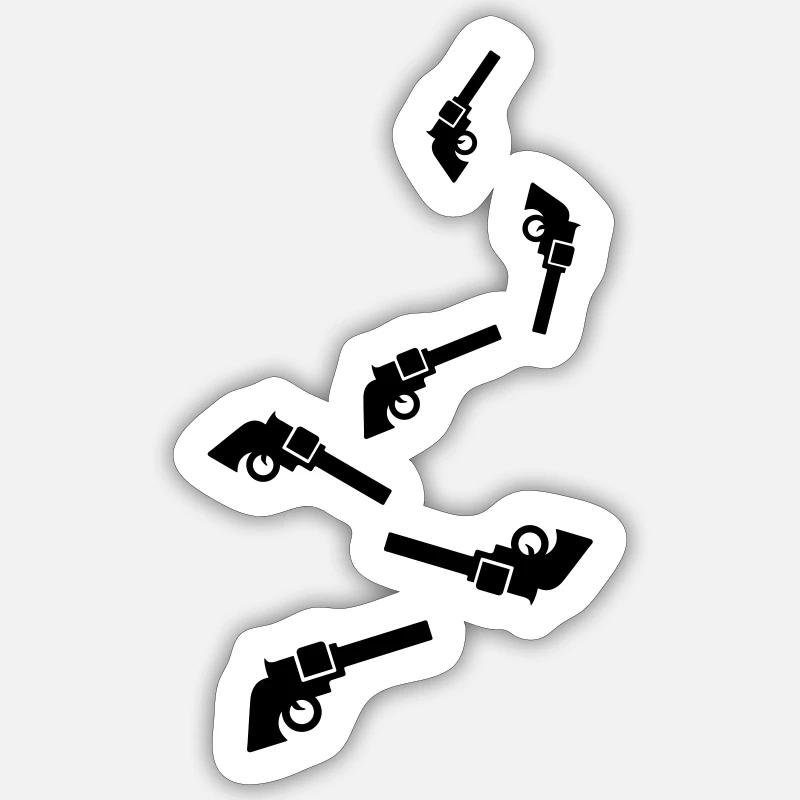 Pistolet symbole d’arme - Sticker taille S (10 x 10 cm) - blanc mat
