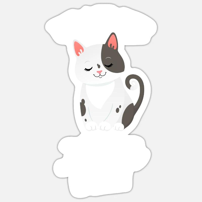 Die Mit Der Katze Spricht - Katzenspruch - Sticker Größe S (10 x 10 cm) - Mattweiß