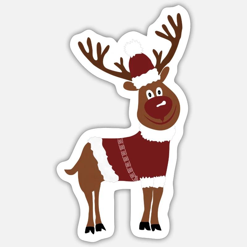 Conception de rennes pour Noël - Sticker taille S (10 x 10 cm) - blanc mat