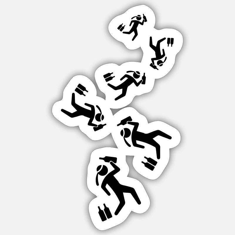 Drinking alcohol man - Sticker size S (10 x 10 cm) - white matte