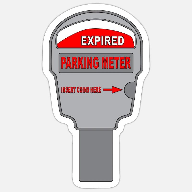 Parcomètre expiré - Sticker taille S (10 x 10 cm) - blanc mat