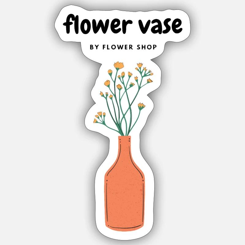 Vase à fleurs - Sticker taille S (10 x 10 cm) - blanc mat