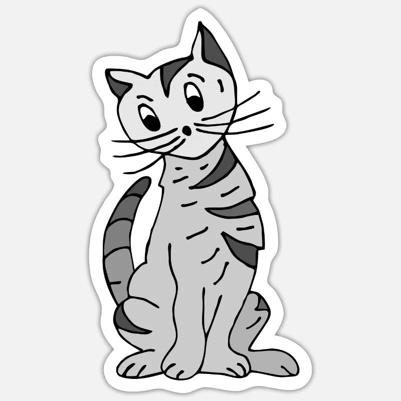 Chat - Sticker taille S (10 x 10 cm) - blanc mat