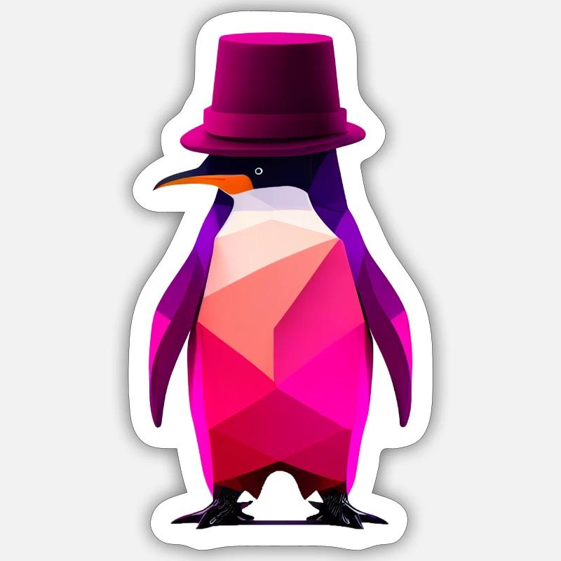 penguin with a hat Ur-Tshirt - Sticker Größe S (10 x 10 cm) - Mattweiß