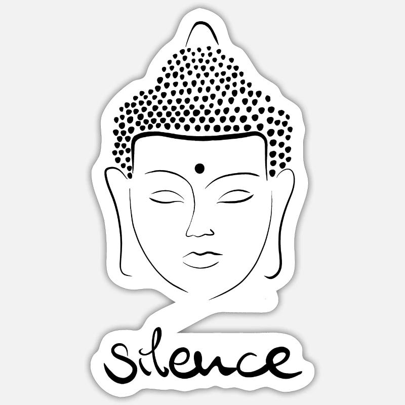 Buddha - silence - Sticker size S (10 x 10 cm) - white matte
