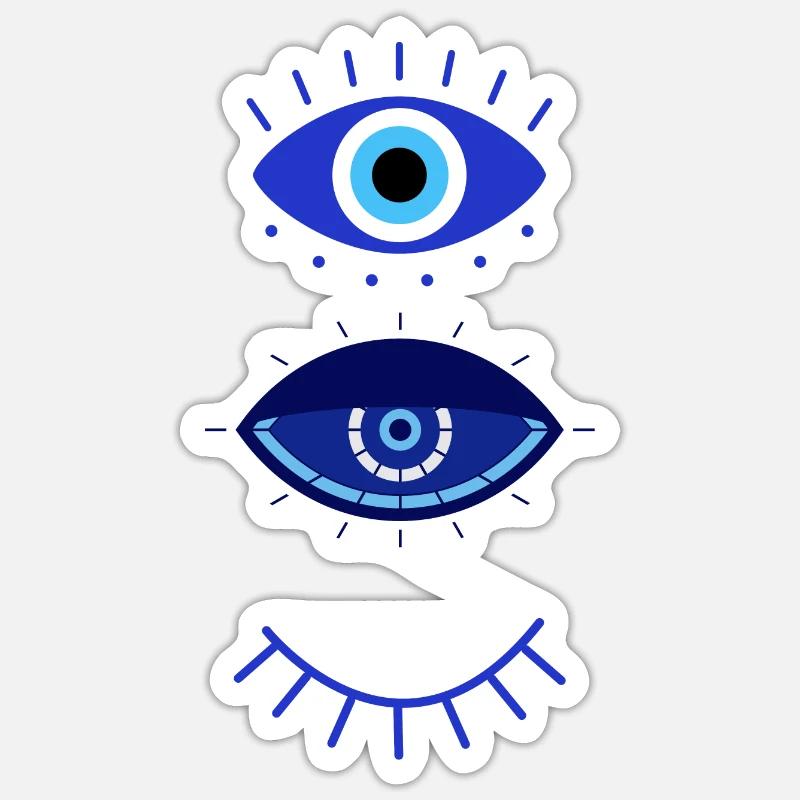 Œil bleu - Sticker taille S (10 x 10 cm) - blanc mat