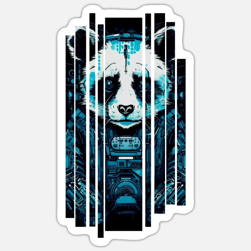 Cyberpanda - Sticker taille S (10 x 10 cm) - blanc mat