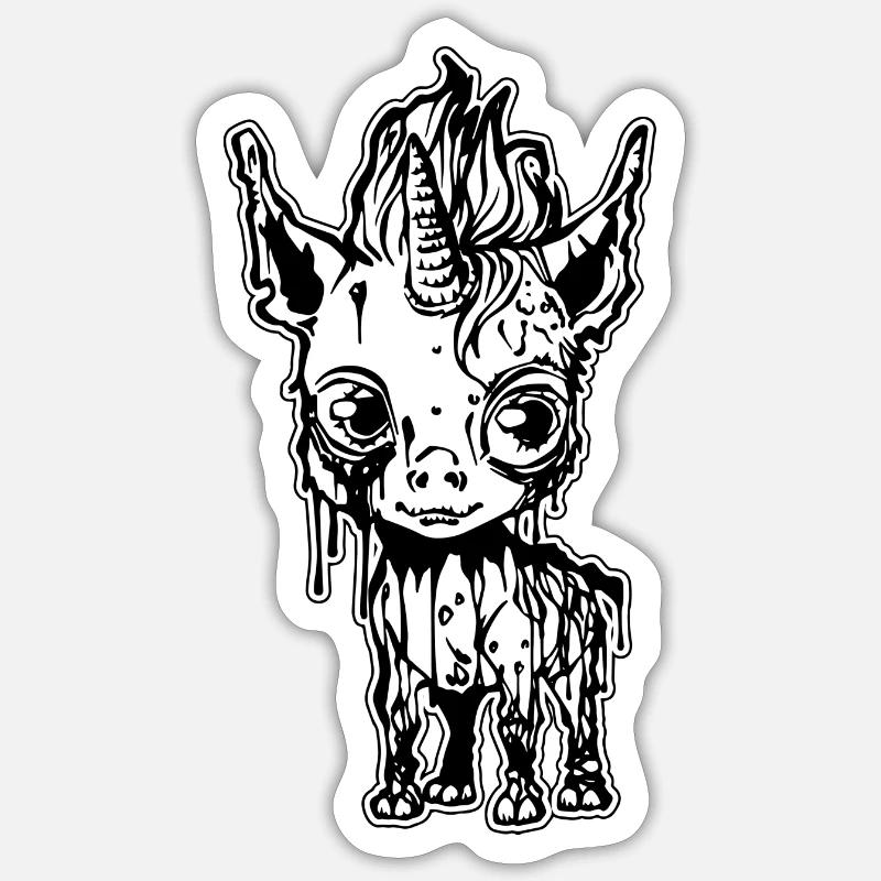Mignon bébé licorne zombie - Sticker taille S (10 x 10 cm) - blanc mat
