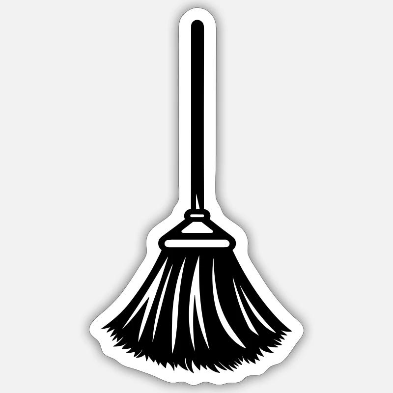 broom - Sticker size S (10 x 10 cm) - white matte