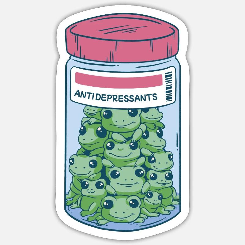 grenouilles dans un bocal - Sticker taille S (10 x 10 cm) - blanc mat
