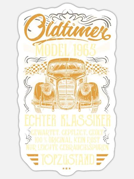 1965 Geburtstag geboren im Jahr 1965 Retro Vintage - Sticker Größe S (10 x 10 cm) - Mattweiß