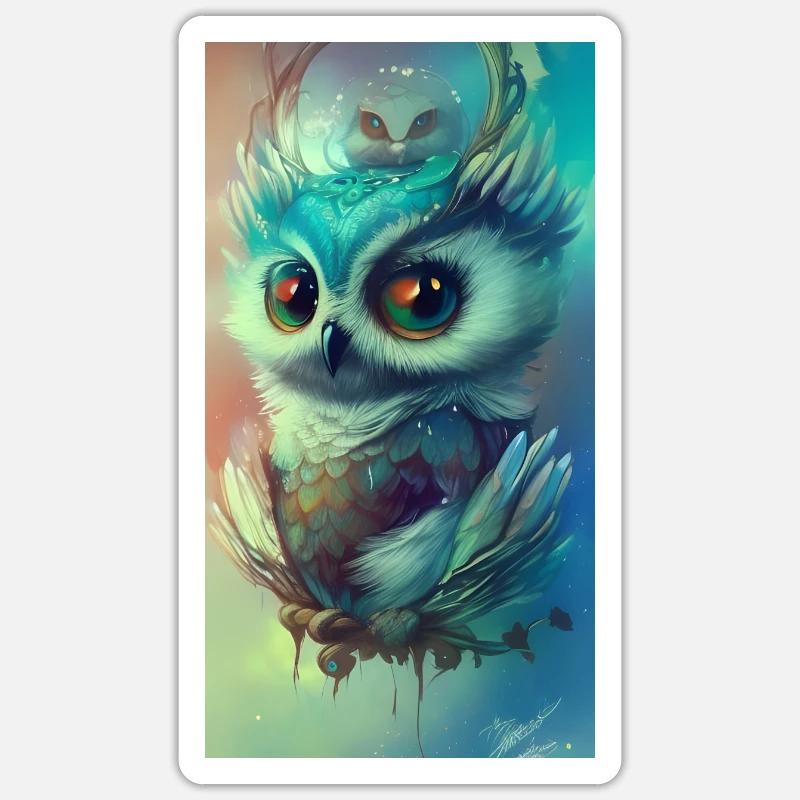 Süße Eule - Sticker Größe S (10 x 10 cm) - Mattweiß