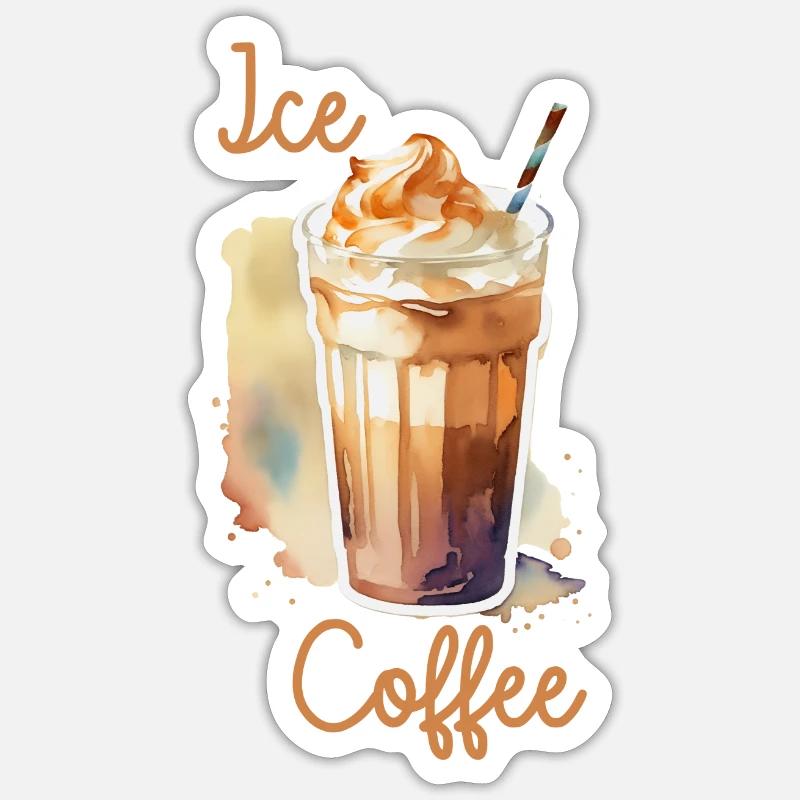 Eiskaffee - Sticker Größe S (10 x 10 cm) - Mattweiß