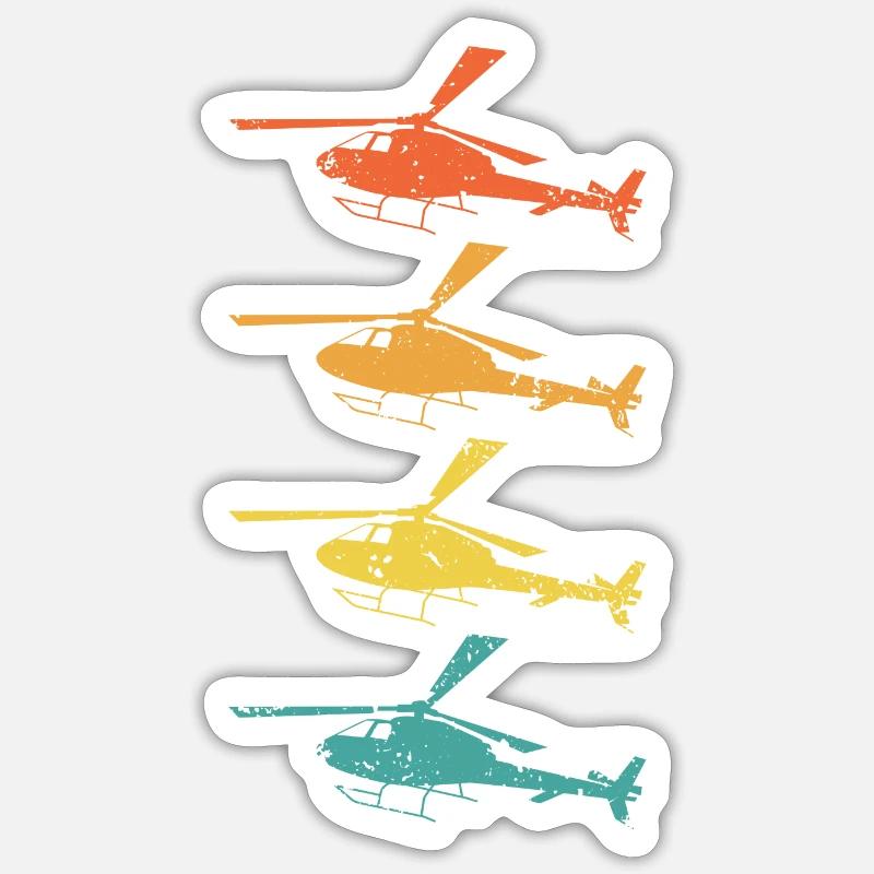 Hubschrauber Retro Geschenk - Sticker Größe S (10 x 10 cm) - Mattweiß