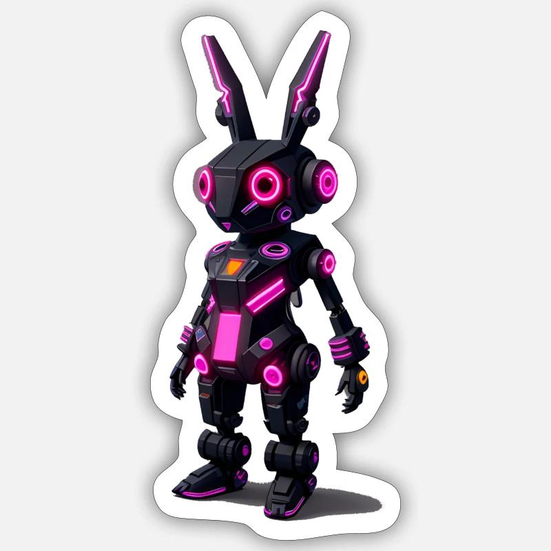 Robot Lapin - Sticker taille S (10 x 10 cm) - blanc mat