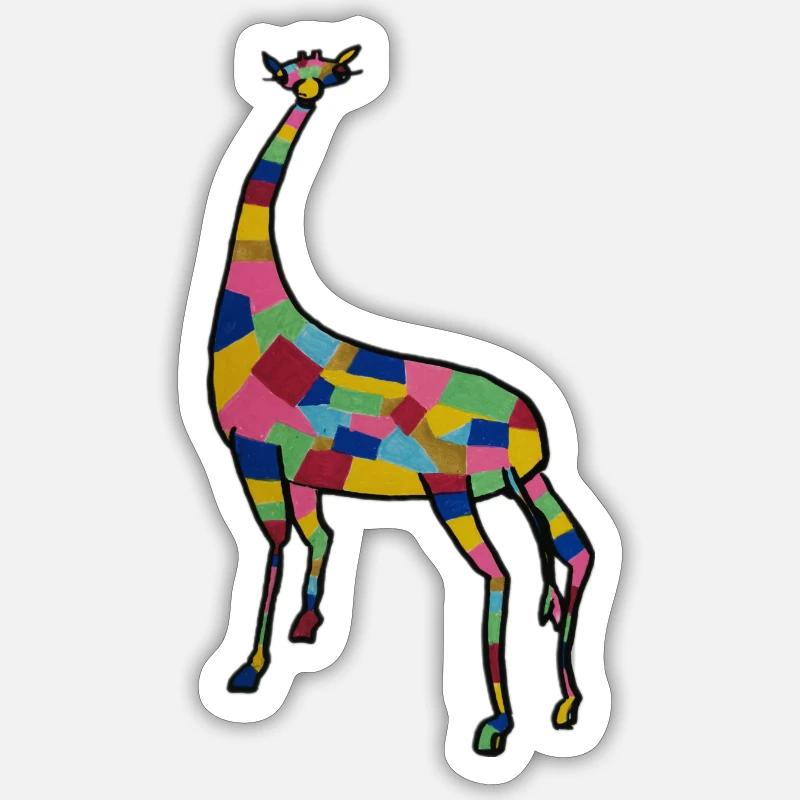 Bunte Giraffe - Sticker Größe S (10 x 10 cm) - Mattweiß