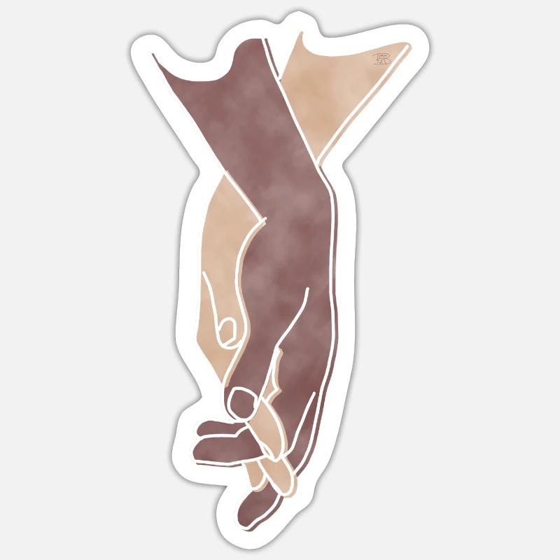 « Getting Close », Boho Line Art Design, Series Hands Sticker taille S (10 x 10 cm)
