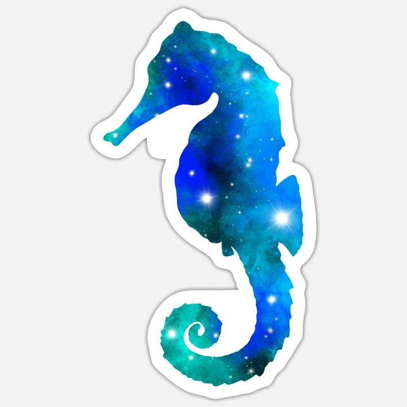 Hippocampe Galaxy - Sticker taille S (10 x 10 cm) - blanc mat
