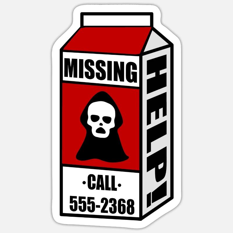 Missing Death auf Milchpackung - Sticker Größe S (10 x 10 cm) - Mattweiß