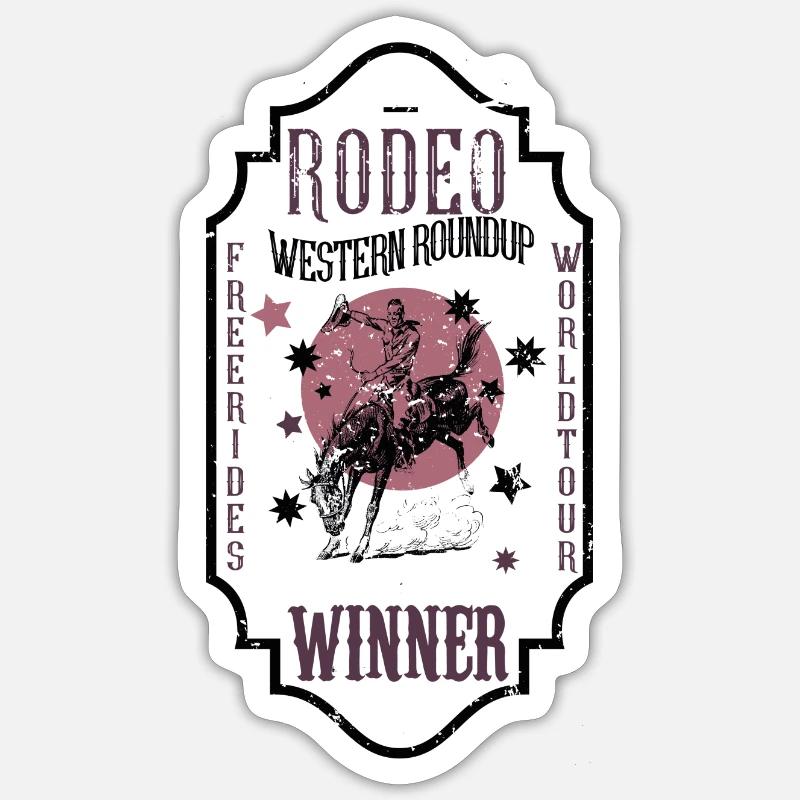 Rodeo Western impression - Sticker taille S (10 x 10 cm) - blanc mat