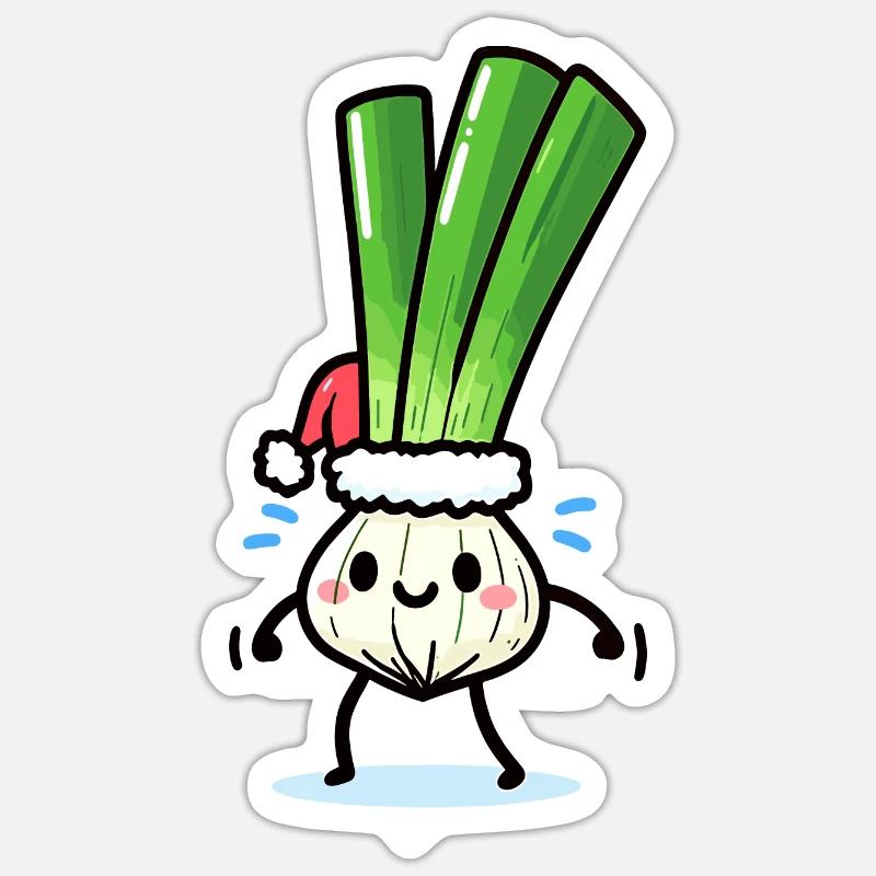 Saint-Nicolas mignon oignon de printemps - Sticker taille S (10 x 10 cm) - blanc mat