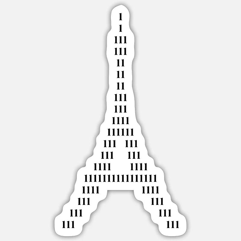 Silhouette des Eiffelturms aus Einsen - Sticker Größe S (10 x 10 cm) - Mattweiß