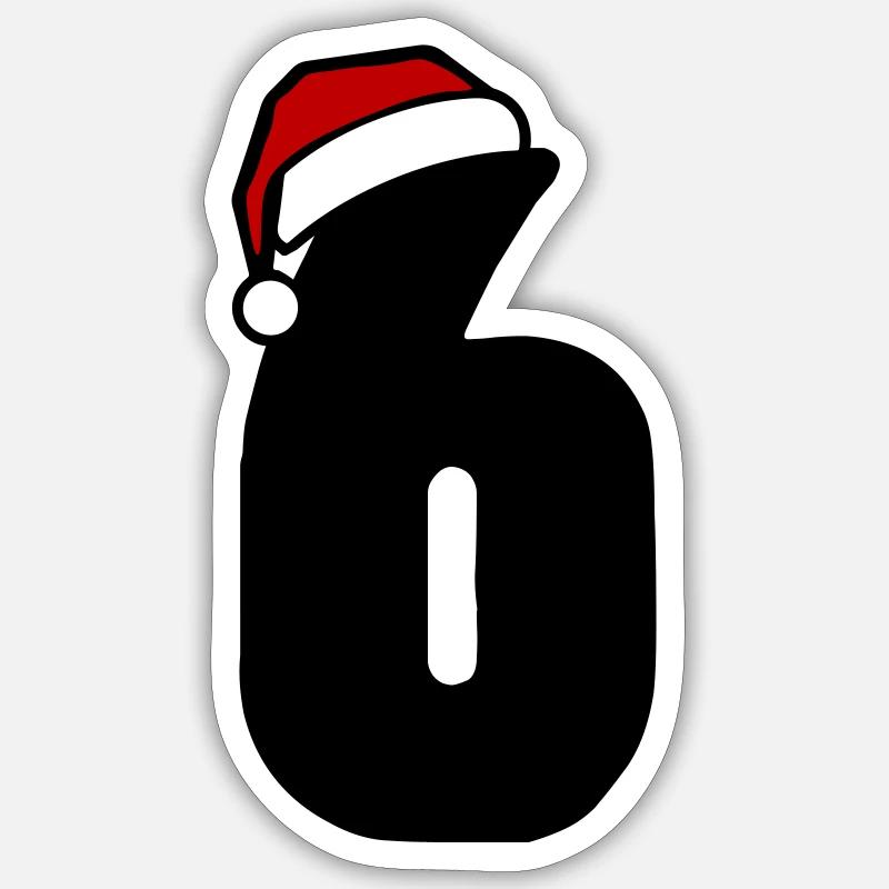 6 Numéro de Noël - Sticker taille S (10 x 10 cm) - blanc mat
