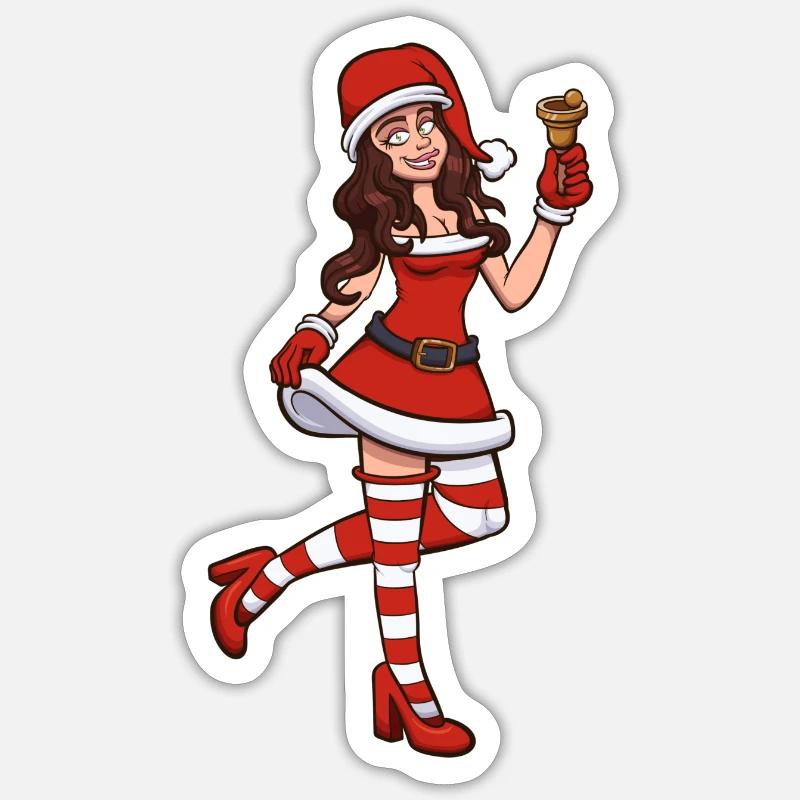 Weiblicher Weihnachtsmann Sticker Größe S (10 x 10 cm)