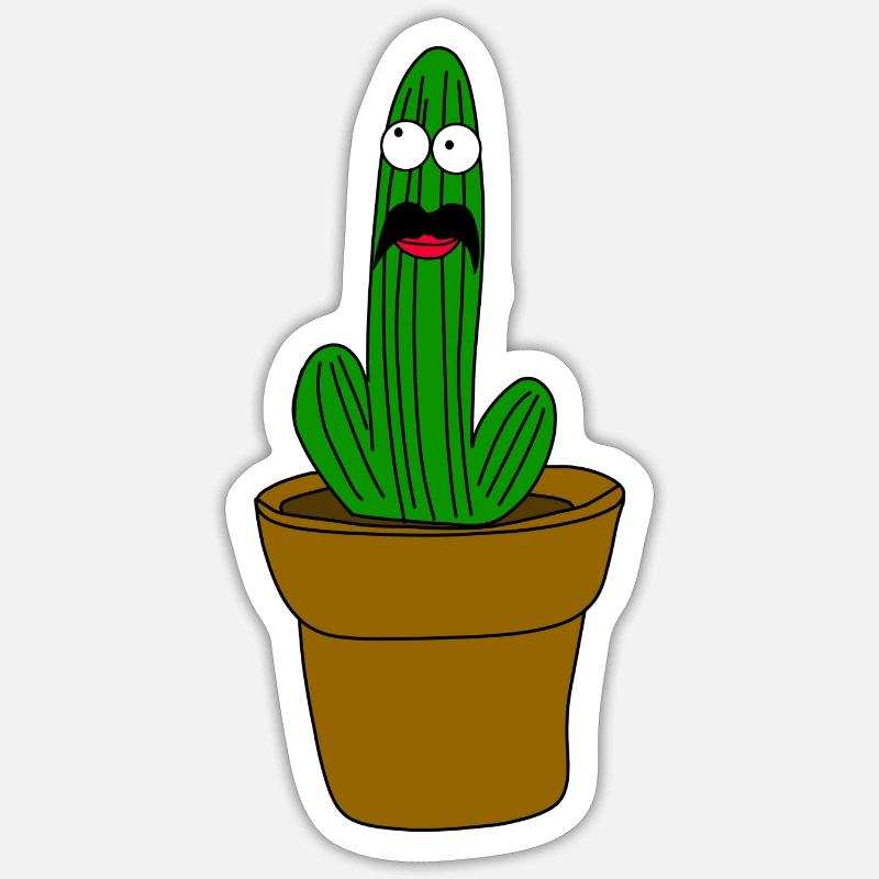 Cactus with beard - Sticker size S (10 x 10 cm) - white matte