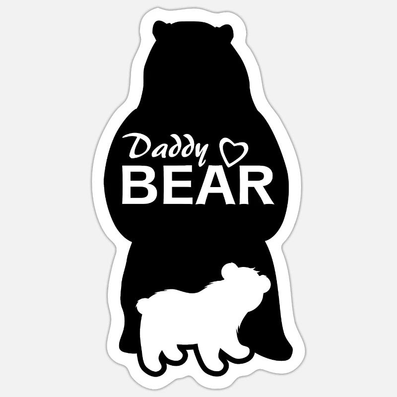 Silhouette eines Papa-Bären - Sticker Größe S (10 x 10 cm) - Mattweiß