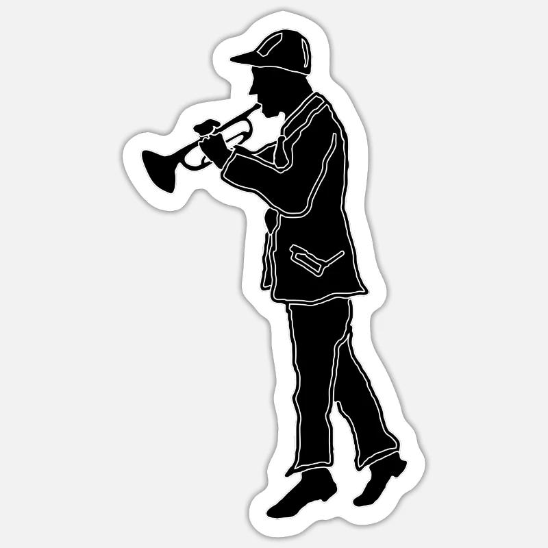 trompeter - Sticker Größe S (10 x 10 cm) - Mattweiß